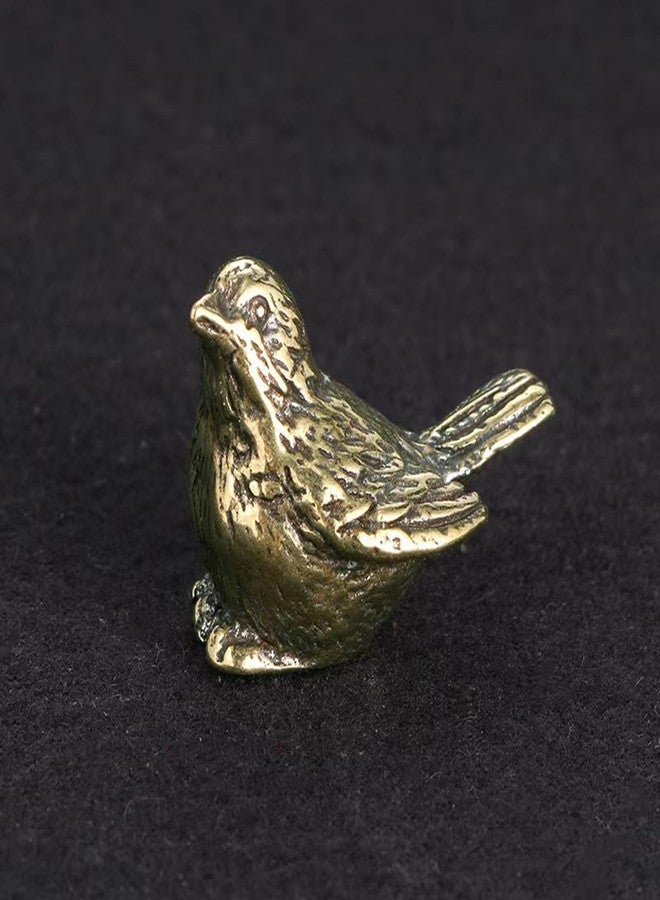 ALHBEJT Brass Golden Bird Figurines Small Birds Statues Vintage Brass Bird Statue Retro Figurine Home Decor Ornaments for Living Room, Bedroom, Office Desktop, Cabinets (2Pcs Sparrow) - Image 3